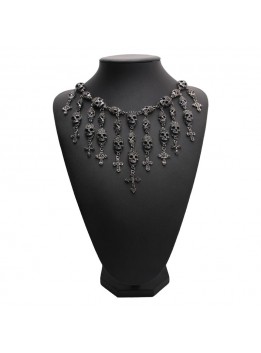 Trendy Gorgeous Fashion Necklace Skeleton skull Cross Jewelry crystal Department Statement Women Choker Necklaces Pendants