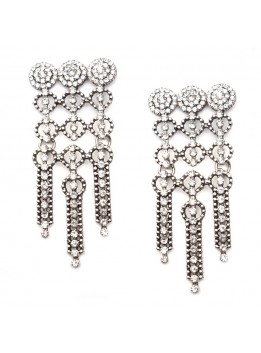 Fashion Jewelry Statement crystal Big Earring for women girl Vintage Metal Body with clear Beads Crystal statement earring