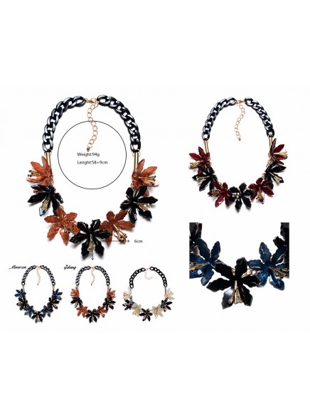 Fashion Flower ZA Necklaces Pendants Women 2016Crystal Choker Jewelry Collares Collier Femme Bib Boho Chocker Maxi Acrylic Resin