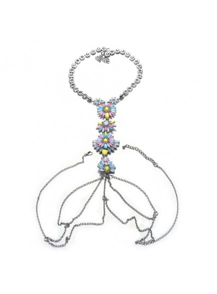 New Hot 2016 ZA Long Body Chain DIY Handmade Luxury Blue Red Gem Fashion Crystal Necklace Pendant Set Statement Summer Vacation