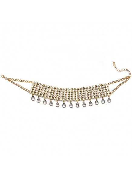 Hot Sale Collar Chokers Necklace & Pendant Fashion Full clear Crystal Collier Double Chain Wedding Charm Chocker Neck Wholesale