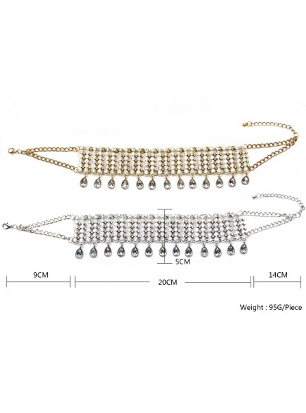Hot Sale Collar Chokers Necklace & Pendant Fashion Full clear Crystal Collier Double Chain Wedding Charm Chocker Neck Wholesale