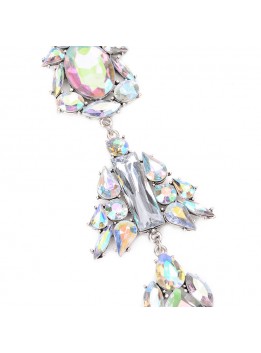 Fashion 2017Choker Collar Luxury Flower Body Long Silver Chain Fashion Crystal Rhinestone Necklace Pendant Set Statement Collier