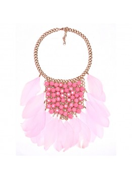 Statement Fashion Women 2016 Necklace Pendant Collier Femme Collar Choker Big Beads Bib Feather Maxi Jewelry Bijoux Costume