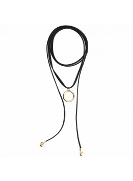 New Design Fashion Black Suede Long Leather Wrap Choker Gothic Boho Tie Cord Velvet Chokers Necklace Jewelry for Women Collar