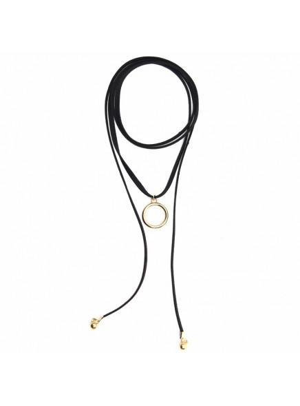 New Design Fashion Black Suede Long Leather Wrap Choker Gothic Boho Tie Cord Velvet Chokers Necklace Jewelry for Women Collar