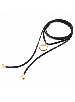 New Design Fashion Black Suede Long Leather Wrap Choker Gothic Boho Tie Cord Velvet Chokers Necklace Jewelry for Women Collar