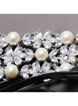 Maxi Jewelry Simulated-pearl Necklace Black Rope Chain Statement Collars Choker Necklace For Women Collier colar