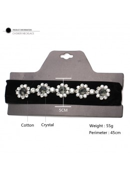 Fashion Choker Crystal Bridal Chocker Five Flower Rhinestone Choker Necklace Women Black velvet Chain Luxury Jewelry Accessories