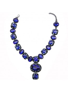 High Quality Bohemian Vintage Necklace 5 colors Long Big Colorful Crystal pendants necklaces Maxi Statement Necklace For Women
