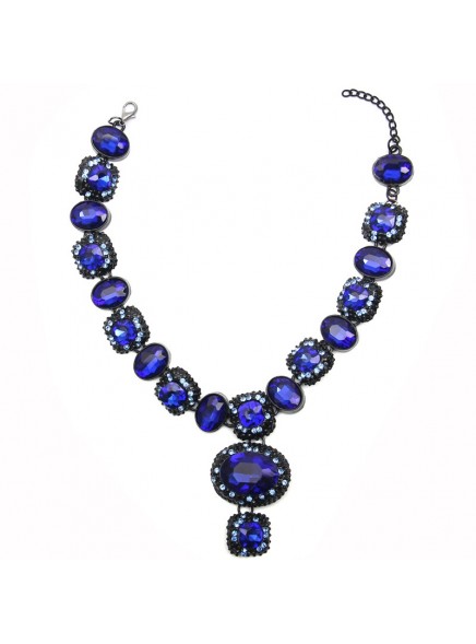 High Quality Bohemian Vintage Necklace 5 colors Long Big Colorful Crystal pendants necklaces Maxi Statement Necklace For Women