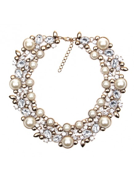New Fashion Luxury brand Crystal Choker Statement Necklace Chunky collar Necklaces & Pendants women simulated pearl neckalce