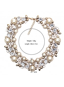 New Fashion Luxury brand Crystal Choker Statement Necklace Chunky collar Necklaces & Pendants women simulated pearl neckalce