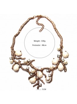 Statement necklaces & Pendants Metal Chain Tree Shape Romantic Choker Necklace Simulated Pearl Necklace Fashion Jewelry