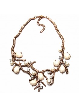 Statement necklaces & Pendants Metal Chain Tree Shape Romantic Choker Necklace Simulated Pearl Necklace Fashion Jewelry