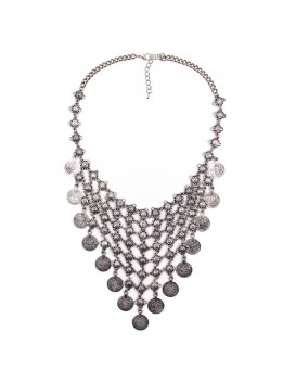 Long Chain Coin Collar Fringe Chain Necklace Bohemian Statement Necklaces & Pendants Handcraft Ethnic Necklaces Festival Jewelry