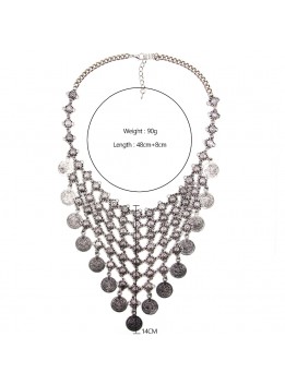 Long Chain Coin Collar Fringe Chain Necklace Bohemian Statement Necklaces & Pendants Handcraft Ethnic Necklaces Festival Jewelry