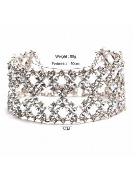 Gothic Punk Silver Rhinestone choker 2017 statement necklaces for women big Fashion necklace Collar Chunky Necklace Collier