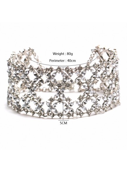 Gothic Punk Silver Rhinestone choker 2017 statement necklaces for women big Fashion necklace Collar Chunky Necklace Collier