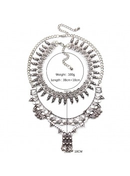 Fashion Hand Made Ethnic Metal Choker Necklace Bib Collares Pendants necklaces Boho Statement Jewelry Women Accessories