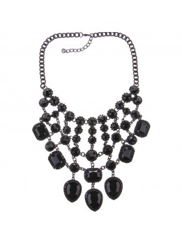 2016 New fashion jewelry Black Color Pendants & Necklaces resin stone drop choker statement necklaces women Dress Wild Jewelry