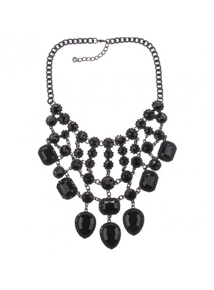 2016 New fashion jewelry Black Color Pendants & Necklaces resin stone drop choker statement necklaces women Dress Wild Jewelry