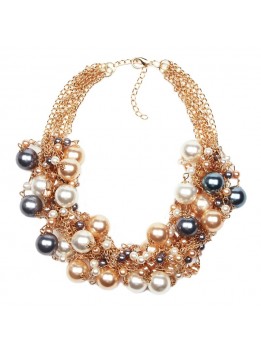 2016 New Fashion Multi Gold Chains Cross simulated pearl Rhinestones Choker Statement Necklaces Bijouterie Women Dress Whoselase