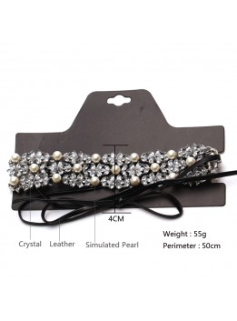 Maxi Jewelry Simulated-pearl Necklace Black Rope Chain Statement Collars Choker Necklace For Women Collier colar