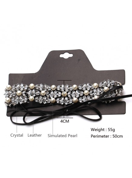 Maxi Jewelry Simulated-pearl Necklace Black Rope Chain Statement Collars Choker Necklace For Women Collier colar