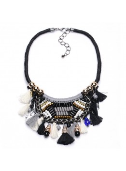 Fashion Necklaces Pendant Women 2016 Flower Bohemian Bib Choker Collier Femme Tassel Jewelry Collares Ethnic Beads Boho Maxi