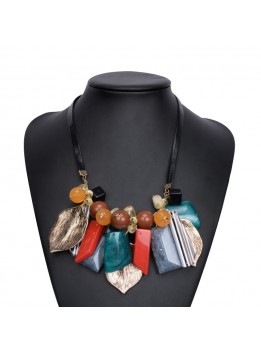 Fashion Women 2016 ZA Necklaces Pendants Collier Femme Leaf Collar Choker Beads Costume Maxi Ethnic Boho Jewelry Bohemian