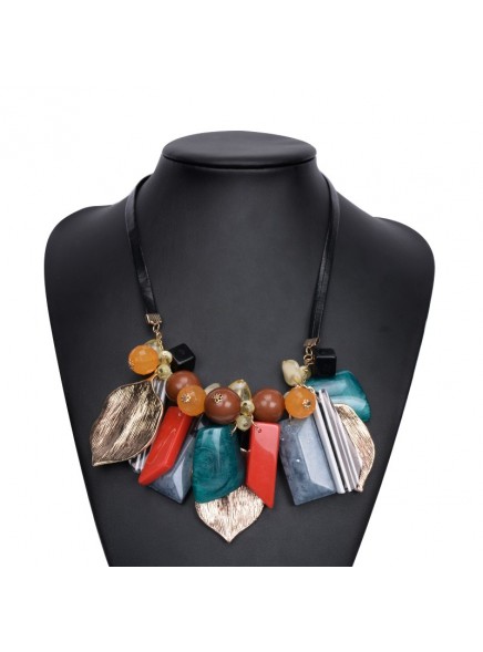 Fashion Women 2016 ZA Necklaces Pendants Collier Femme Leaf Collar Choker Beads Costume Maxi Ethnic Boho Jewelry Bohemian