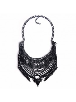 Hot 2016 Black Women Necklace Pendant Collier Femme Collar Statement Bijoux Fashion Female Crystal Jewelry Choker Maxi Vintage