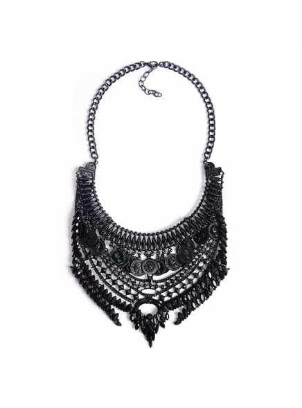Hot 2016 Black Women Necklace Pendant Collier Femme Collar Statement Bijoux Fashion Female Crystal Jewelry Choker Maxi Vintage