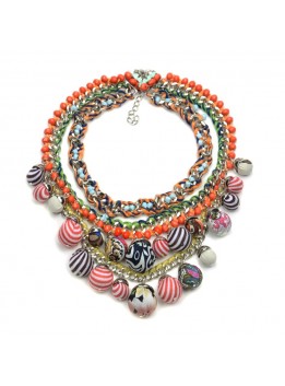 Woman Fashion Jewelry 2016New ZA Pendant Necklace Bohemian Ball Statement Necklace Multi Color Rope Chain Chunky Choker Bib