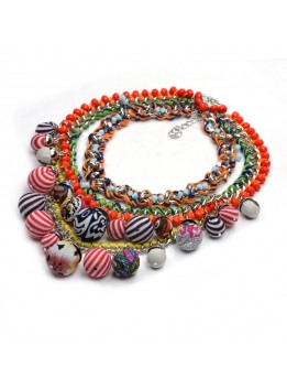 Woman Fashion Jewelry 2016New ZA Pendant Necklace Bohemian Ball Statement Necklace Multi Color Rope Chain Chunky Choker Bib