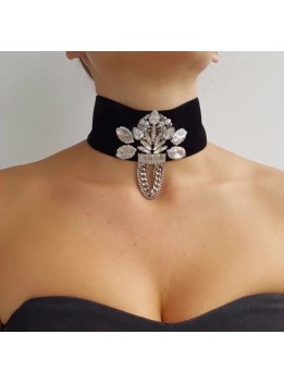 Black Velvet ZA Choker Crystal Necklaces 2017 Fashion Gothic Chocker Rhinestone Vintage Statement Neckless Women Collier Jewelry