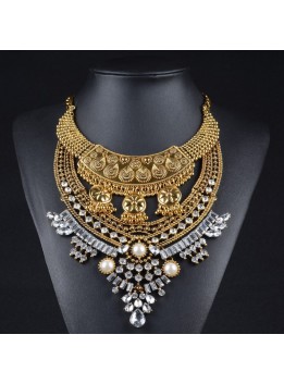 Collares Mujer Necklaces & Pendants Steampunk Choker Maxi Boho Bijoux Pearl Jewelry Multi Layer Necklace Gold Silver Women