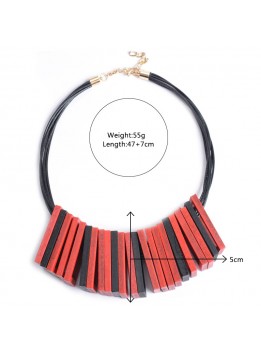 Leather Chain Fashion Women 2016 Necklace Pendant Collier Femme Collar Geometric Choker Costume Maxi Wood Jewelry Accesory