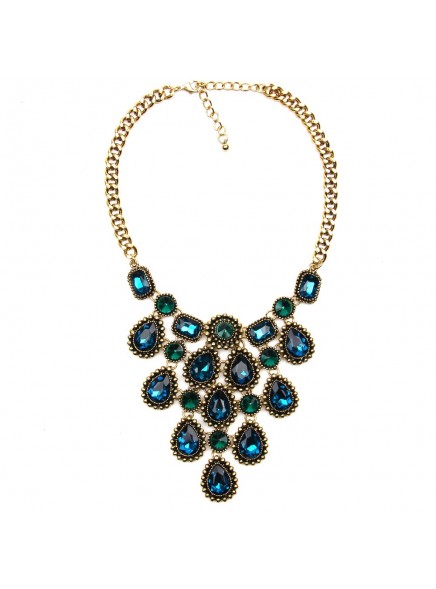 2016 Hot Sale Costume Z Design Chunky Choker Flower Collar Necklace Statement Necklaces Women Fashion Glass Necklaces & Pendants