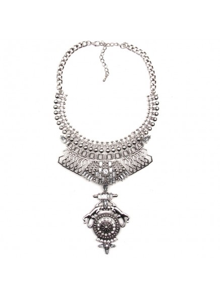 Women Flowers Tassel Necklace Set With Earrings Vintage Handmade Rhinestone Inlaid Rose Charm Statement Necklaces & Pendants