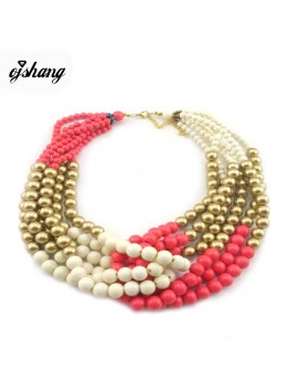 2016 Summer Hot Fashion Jewelry Chunky Beads Necklace Exaggerated Choker Boho Bijoux Femme Women Multi Layer Necklace Maxi