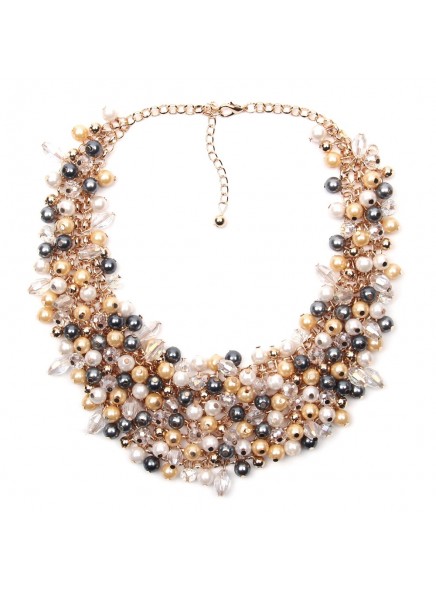Fashion Jewelry European & American Big Temperament Popular Trendy Palace Beauty simulated pearl Necklace Statement necklace