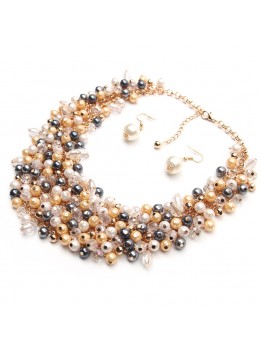 Fashion Jewelry European & American Big Temperament Popular Trendy Palace Beauty simulated pearl Necklace Statement necklace