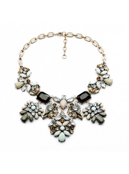 2016 High Quality New Brand Necklace and Pendant Women Jewelry Fashion Large Glass Crystal Luxury Chunky Statement Necklace