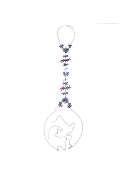 Fashion 2017Choker Collar Luxury Flower Body Long Silver Chain Fashion Crystal Rhinestone Necklace Pendant Set Statement Collier