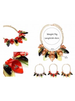 Fashion Flower ZA Necklaces Pendants Women 2016Crystal Choker Jewelry Collares Collier Femme Bib Boho Chocker Maxi Acrylic Resin